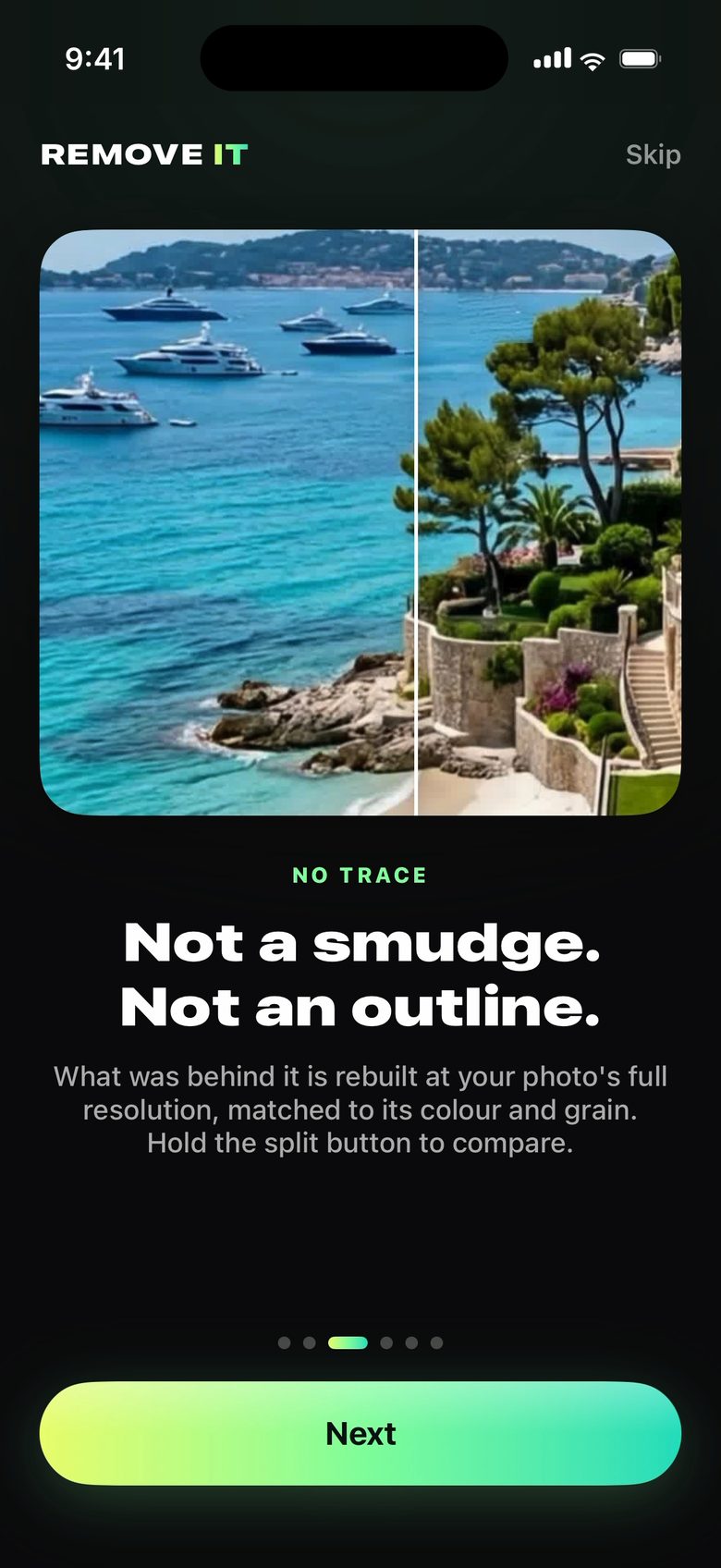 Before and after: the boats removed with no trace